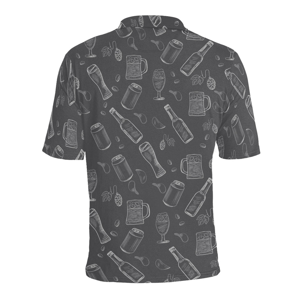 Beer hand drawn pattern Men's All Over Print Polo Shirt