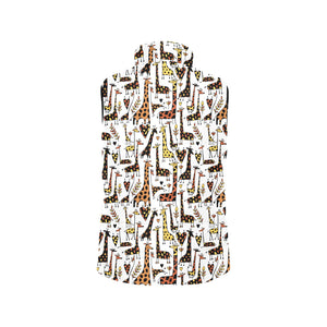 Giraffe Pattern Print Design 05 Men's Padded Vest