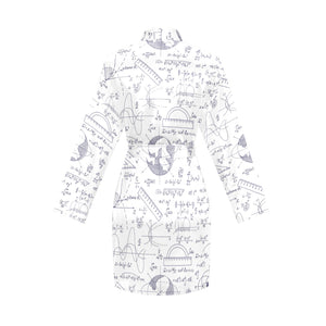 Math Pattern Print Design 03 Women's Long Sleeve Belted Night Robe