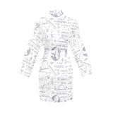 Math Pattern Print Design 03 Women's Long Sleeve Belted Night Robe