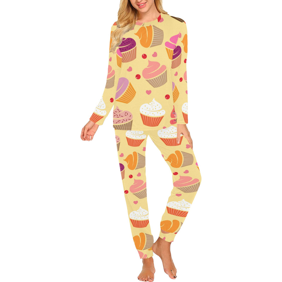 cake cupcake heart cherry pattern Women's All Over Print Pajama Set