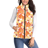Orange yellow orchid flower pattern background Women's Padded Vest