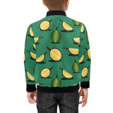 Durian pattern green background Kids' Boys' Girls' Bomber Jacket