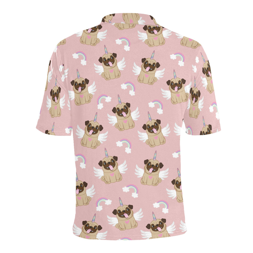 Cute unicorn pug pattern Men's All Over Print Polo Shirt