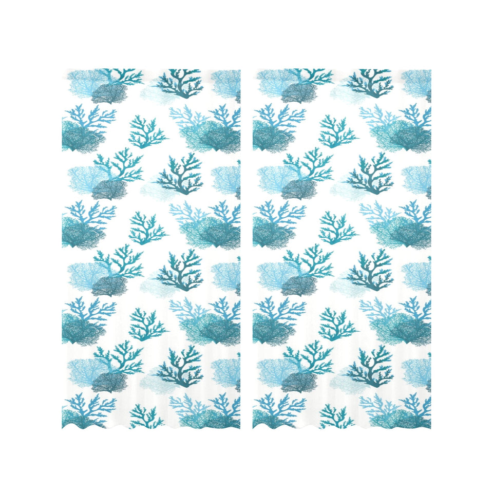 Coral Reef Pattern Print Design 04 Gauze Curtain