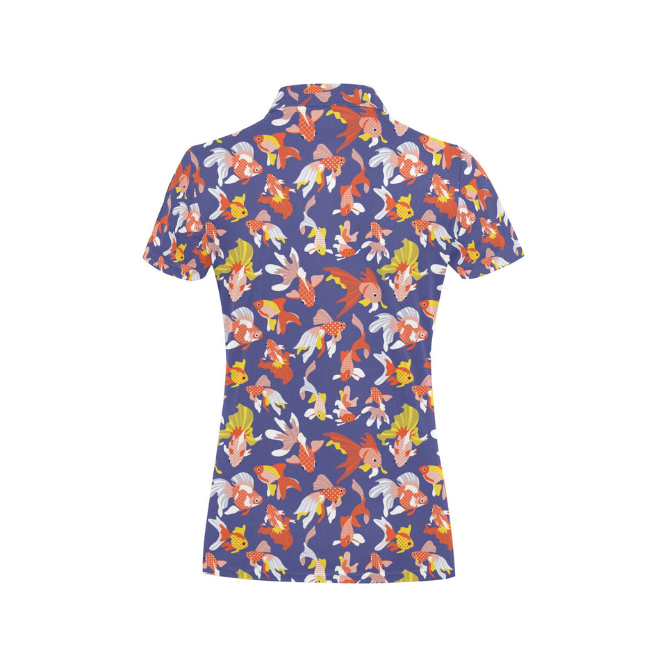 Goldfish Pattern Print Design 04 Women's All Over Print Polo Shirt