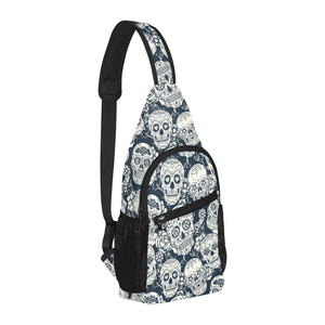 Sugar skull black white pattern All Over Print Chest Bag