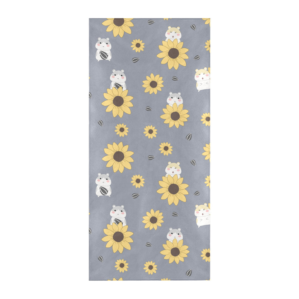 Cute hamster sunflower pattern background Beach Towel