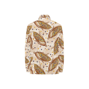 Corn Pattern Print Design 03 Women's Long Sleeve Polo Shirt
