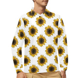 sunflowers design pattern Men's Long Sleeve Polo Shirt