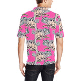 Chameleon lizard pattern pink background Men's All Over Print Polo Shirt