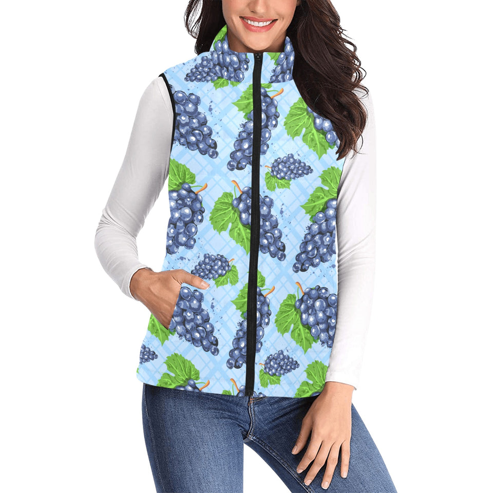 Watercolor grape pattern Women's Padded Vest