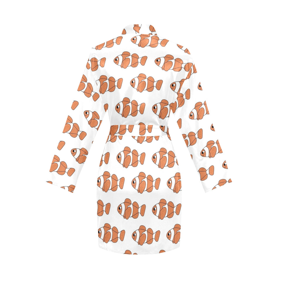 Clown Fish Pattern Print Design 05 Women's Long Sleeve Belted Night Robe