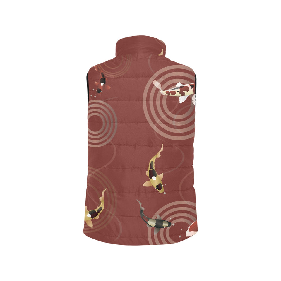 Koi Fish Carp Fish red background Women's Padded Vest