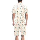Swallow Pattern Print Design 02 Men's V-Neck Short Pajama Set