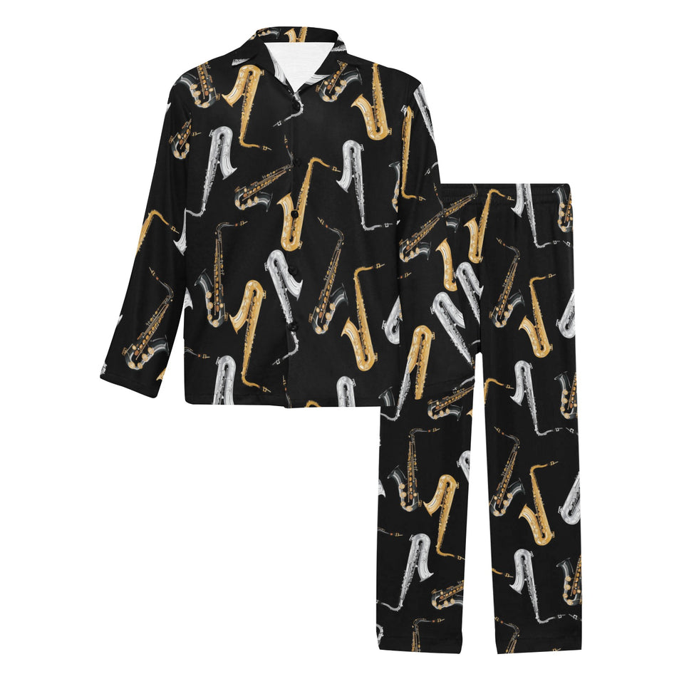 saxophone design pattern Men's Long Pajama Set