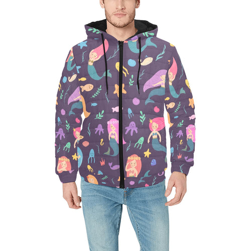 beautiful mermaid Fish jellyfish algae other marin Men's Padded Hooded Jacket