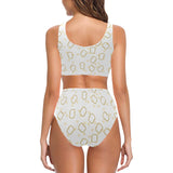 Bread Toast Pattern Print Design 01 Chest Bowknot High Waisted Bikini Swimsuit