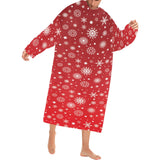 Snowflake pattern red background Blanket Robe with Sleeves