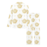 Gold Ornamental lotue waterlily symbol pattern Women's Long Pajama Set