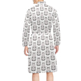 Hippopotamus Pattern Print Design 05 Men's Long Sleeve Belted Night Robe