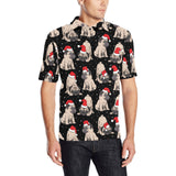 Christmas Pugs Santa_s red cap pattern Men's All Over Print Polo Shirt