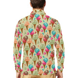 Colorful ice cream pattern Men's Long Sleeve Polo Shirt