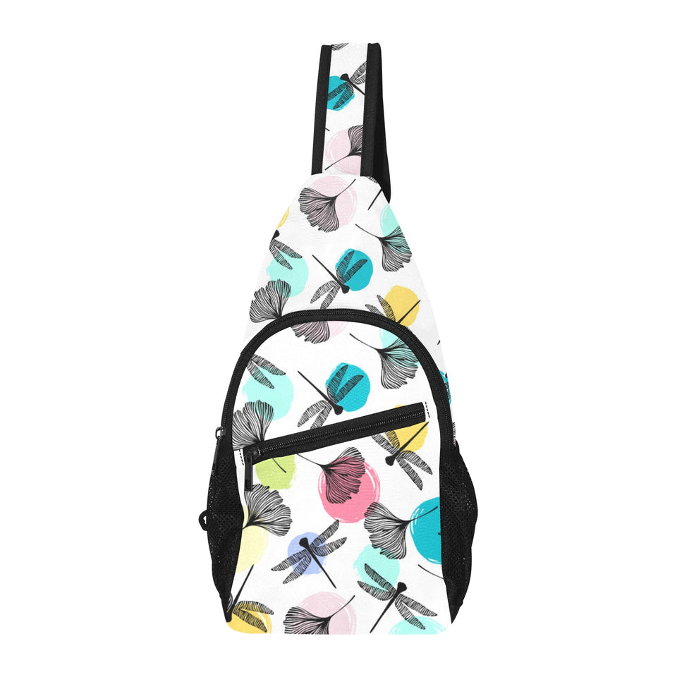 Dragonflies ginkgo leaves pattern All Over Print Chest Bag