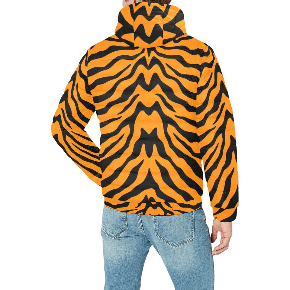 Bengal tigers skin print pattern Men's Padded Hooded Jacket