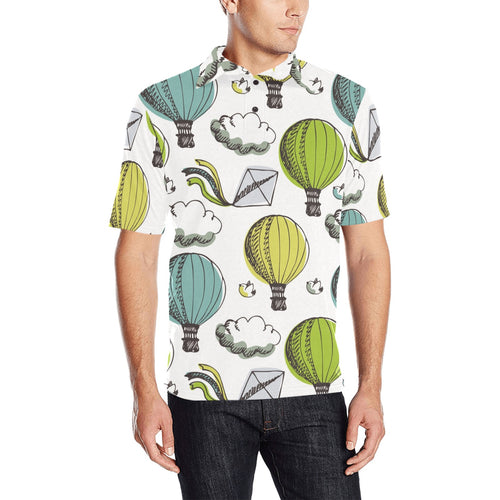 Hot Air Balloon Bird Cloud Pattern Men's All Over Print Polo Shirt