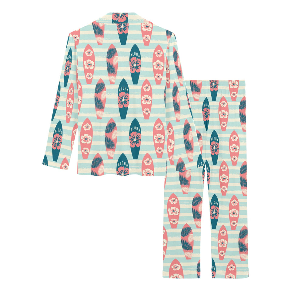 Surfboard Pattern Print Design 02 Women's Long Pajama Set