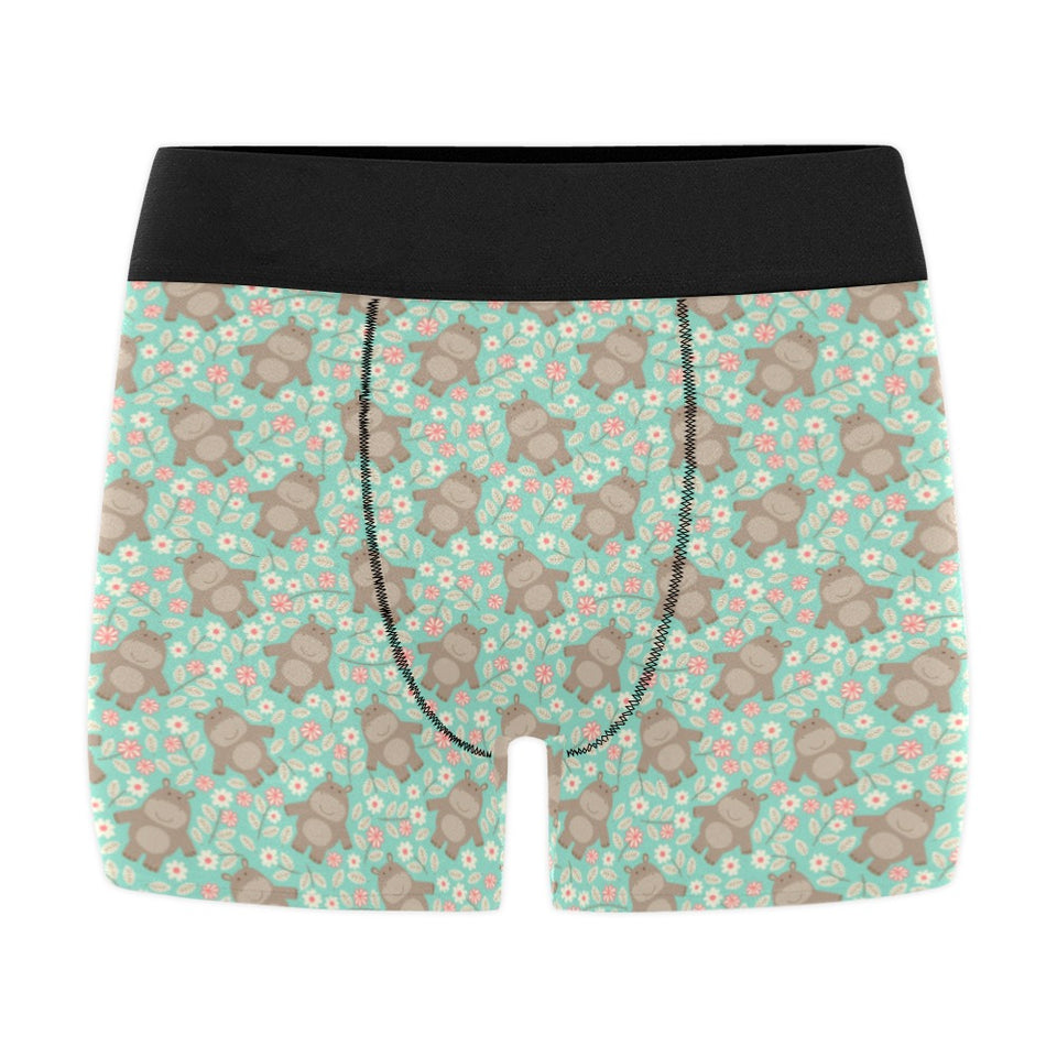 Hippopotamus Pattern Print Design 02 Men's All Over Print Boxer Briefs Men's Underwear