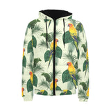 Beautiful parrot palm leaves pattern Men's Padded Hooded Jacket