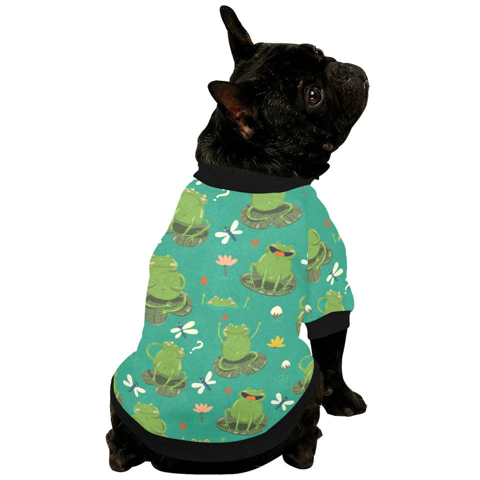Cute frog dragonfly design pattern All Over Print Pet Dog Round Neck Fuzzy Shirt
