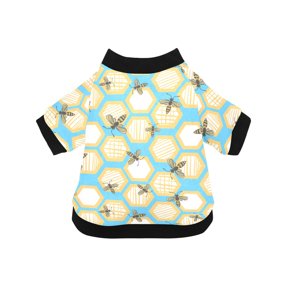 Bee honeycomb pattern All Over Print Pet Dog Round Neck Fuzzy Shirt