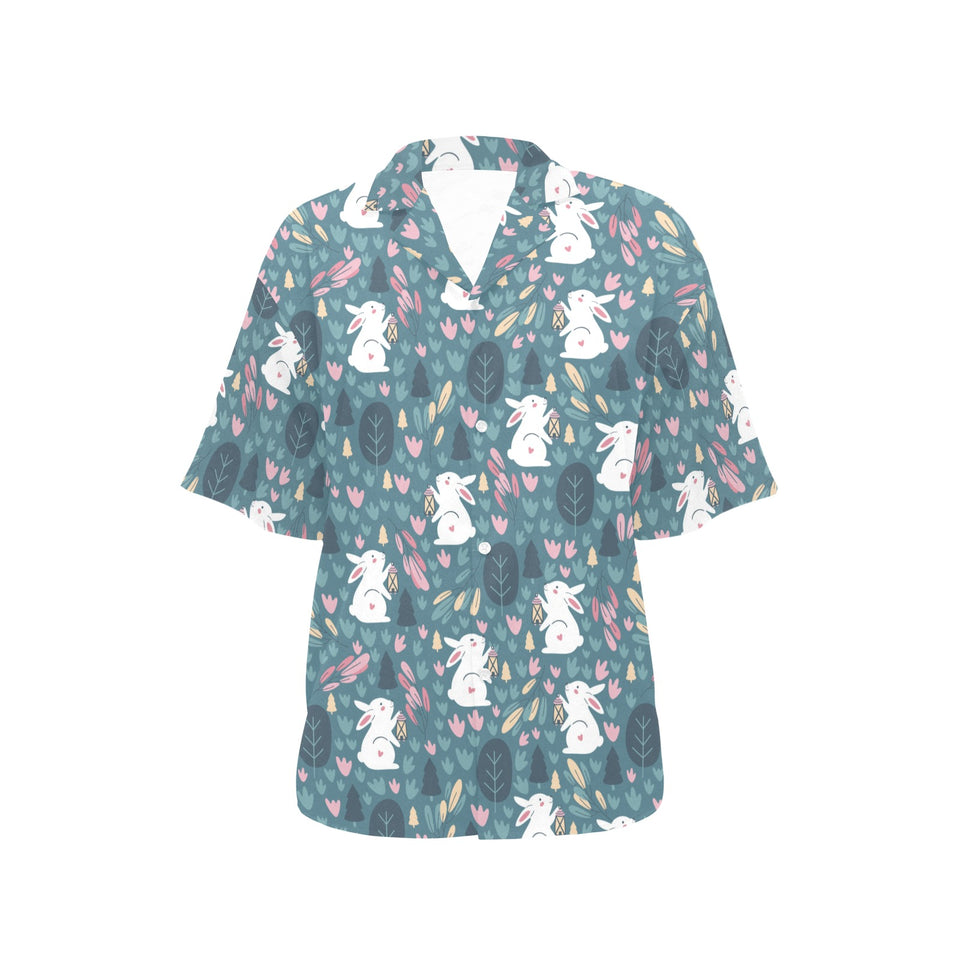 Cute rabbit pattern Women's All Over Print Hawaiian Shirt