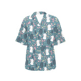 Cute rabbit pattern Women's All Over Print Hawaiian Shirt