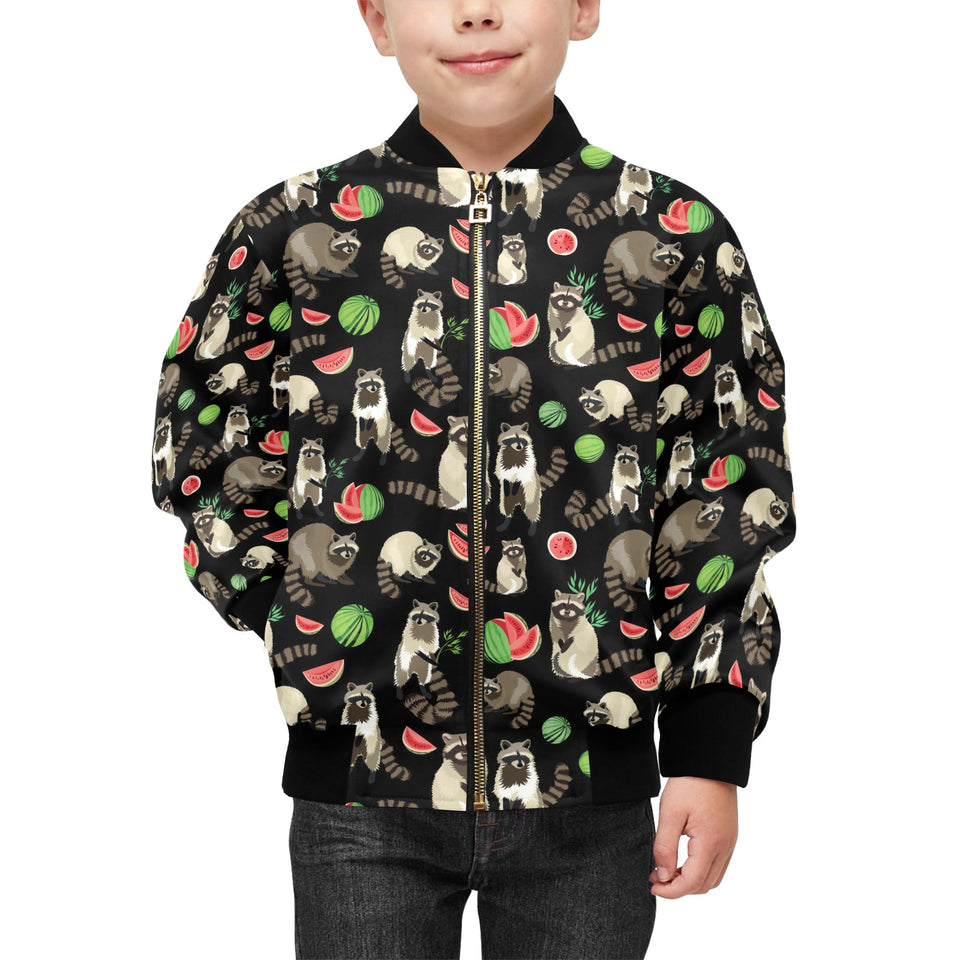 Raccoon watermelon pattern Kids' Boys' Girls' Bomber Jacket