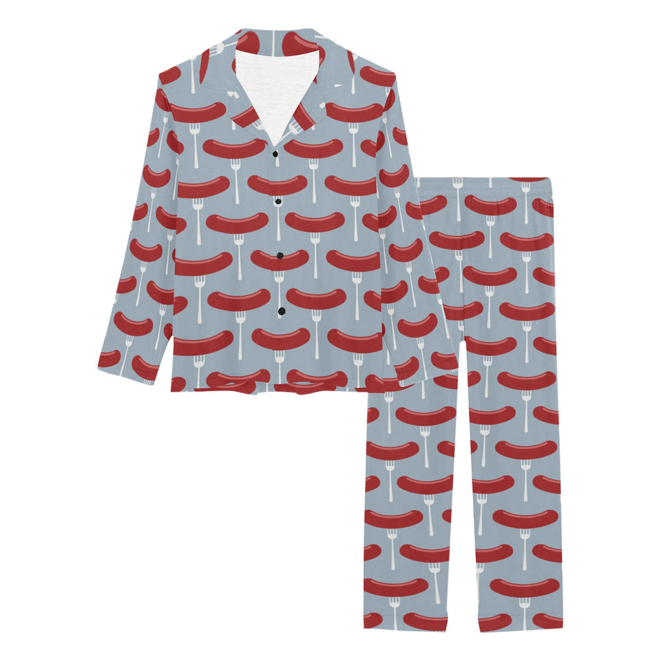 Sausage Pattern Print Design 02 Women's Long Pajama Set
