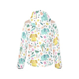 Cute elephants palm tree flower butterfly pattern Women's Padded Hooded Jacket