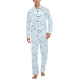 Dolphin blue striped background Men's Long Pajama Set
