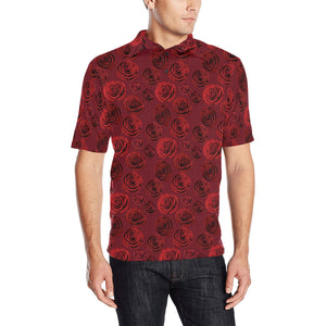Rose Pattern Print Design 03 Men's All Over Print Polo Shirt