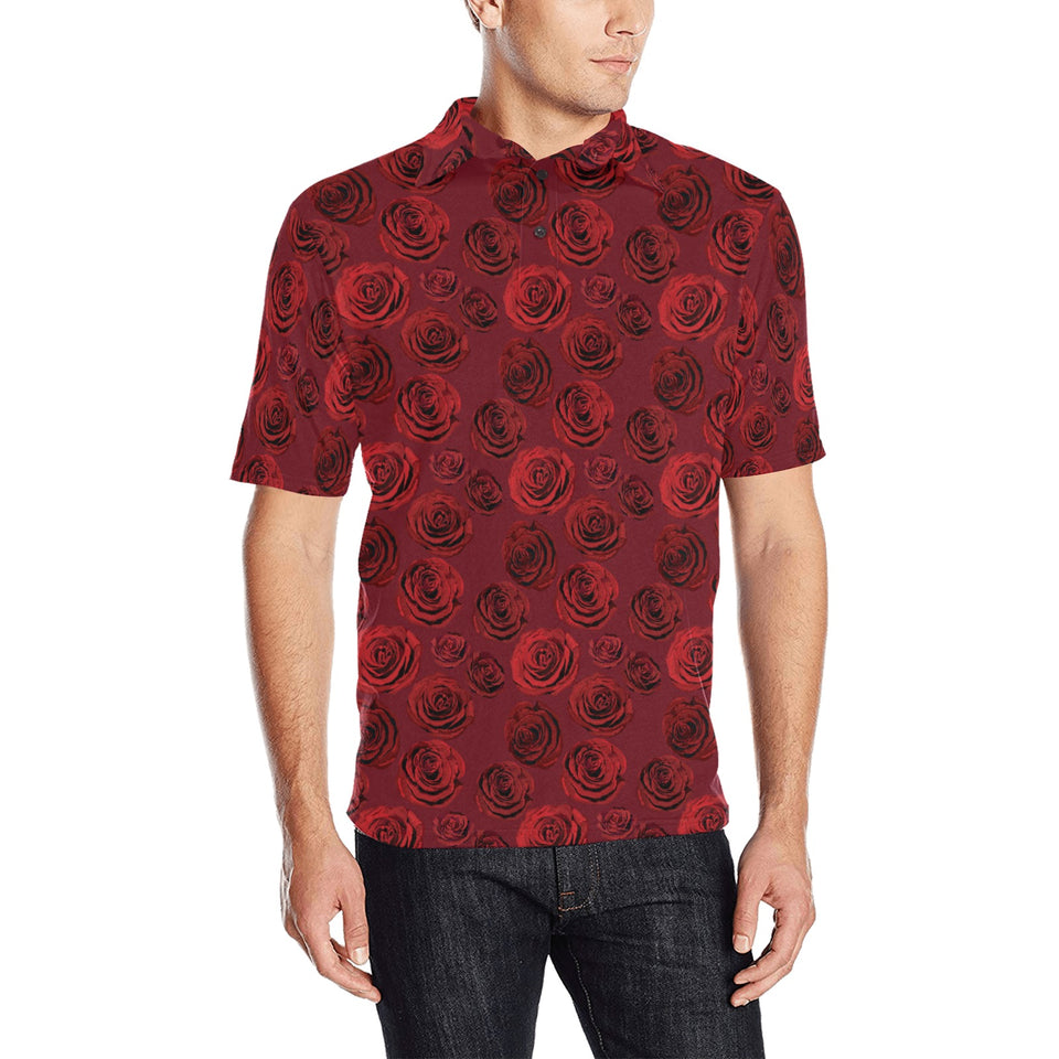 Rose Pattern Print Design 03 Men's All Over Print Polo Shirt