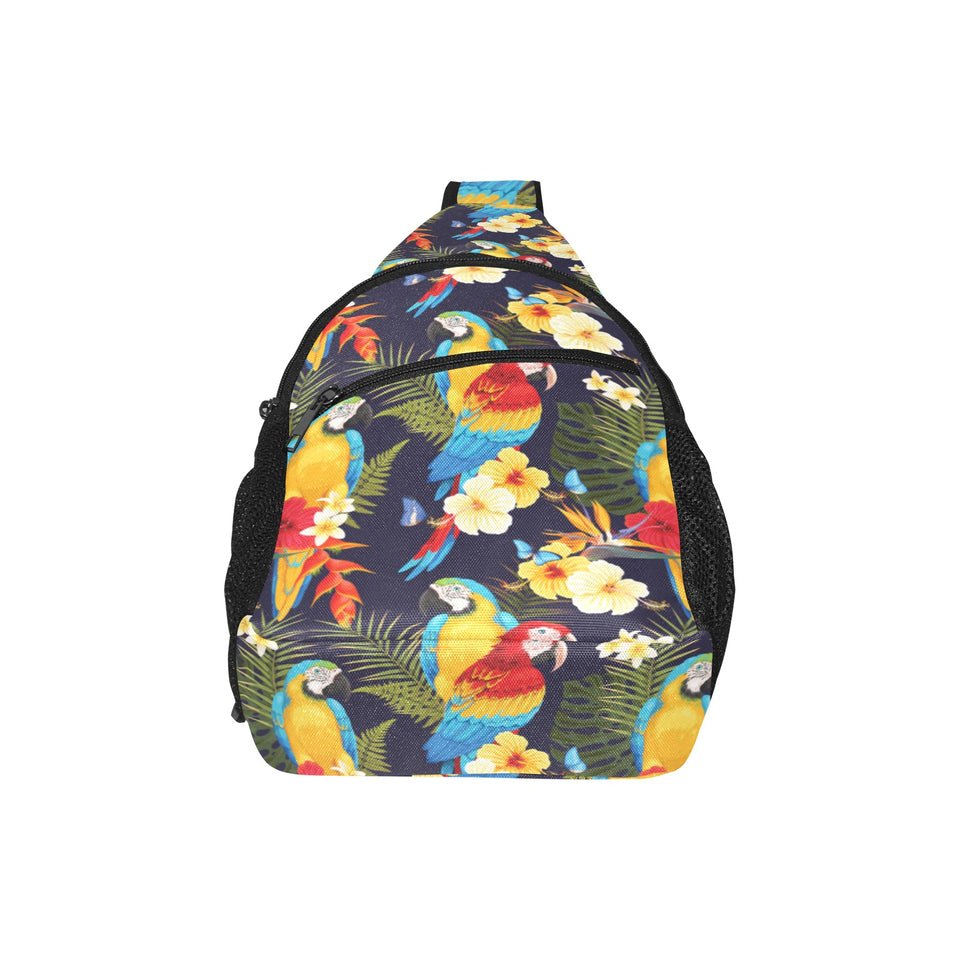 Colorful parrot flower pattern All Over Print Chest Bag