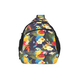 Colorful parrot flower pattern All Over Print Chest Bag