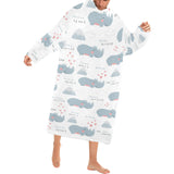 cute rhino heart pattern Blanket Robe with Sleeves