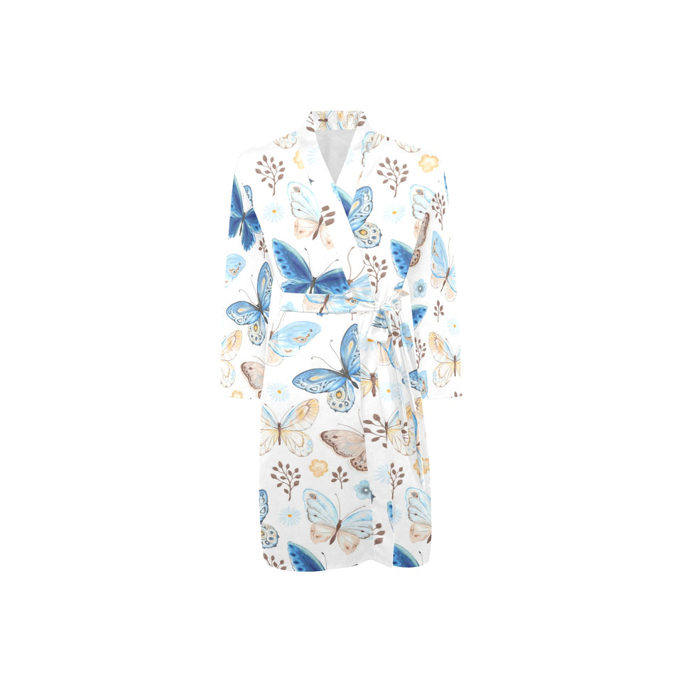 slice of lemon design pattern Men's Long Sleeve Belted Night Robe