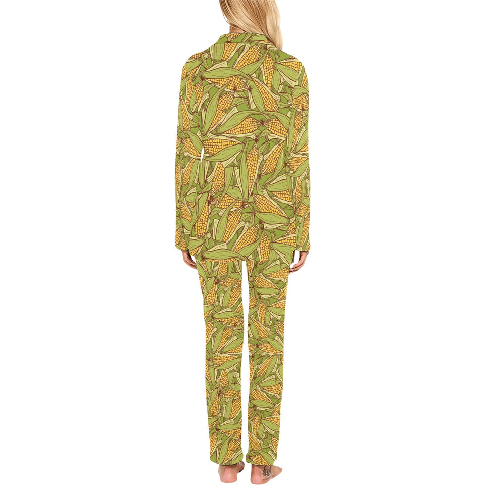 Corn Pattern Print Design 01 Women's Long Pajama Set