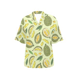 Durian leaves pattern background Women's All Over Print Hawaiian Shirt