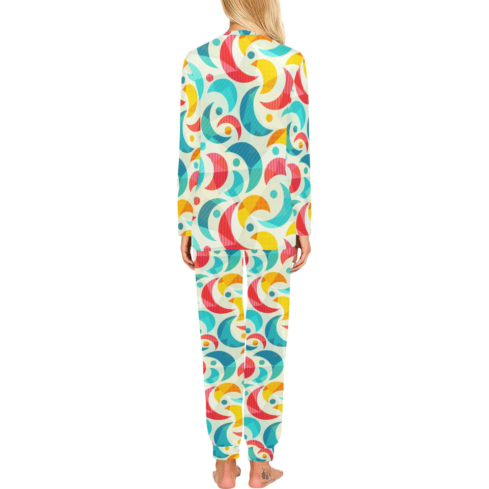 Colorful moon pattern Women's All Over Print Pajama Set